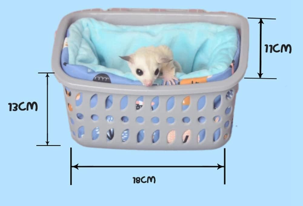 Sugar Glider Hanging Basket Bed with Removable Cushion and Blanket, Fancy Mouse Rat Habitats and Accessories for for Hamster, Sugar Glider, Rat (Pink)