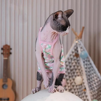 Hairless Cats Clothes Summer Cotton Vest Tank Tops Pullover Sleeveless T-Shirt for Sphynx Cornish Rex Devon Rex Peterbald