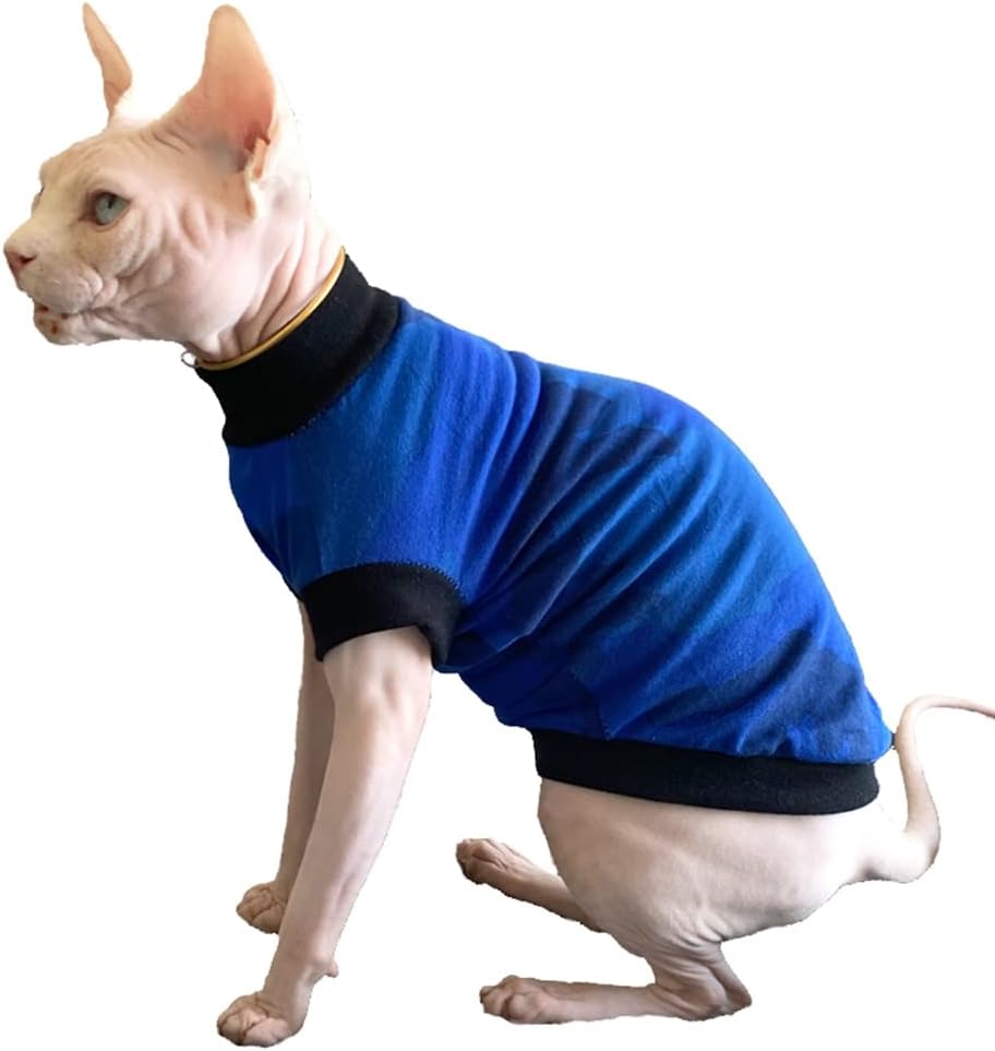 Hairless Cat Clothes Summer Cotton T-Shirt Stretch Vest Tank Top Jumpsuit Pullover for Sphynx Cornish Rex Devon Rex Peterbald