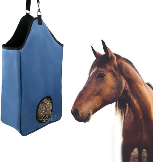 Slow Feed Hay Bag for Horse - Large Feeding Hay Bag 600D Nylon Horse Hay Tote Bag Durable Horse Feeder Sack Storage Bag with Metal Rings for Horse Sheep Cow Goats