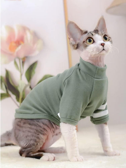 Sphynx Cat Clothes Breathable Summer Cotton Basic T-Shirts Round Collar Cat Wear Clothes Kitten Shirts Vest Pajamas for Cats and Small Dogs Sphynx, Cornish Rex, Devon Rex, Peterbald (M)