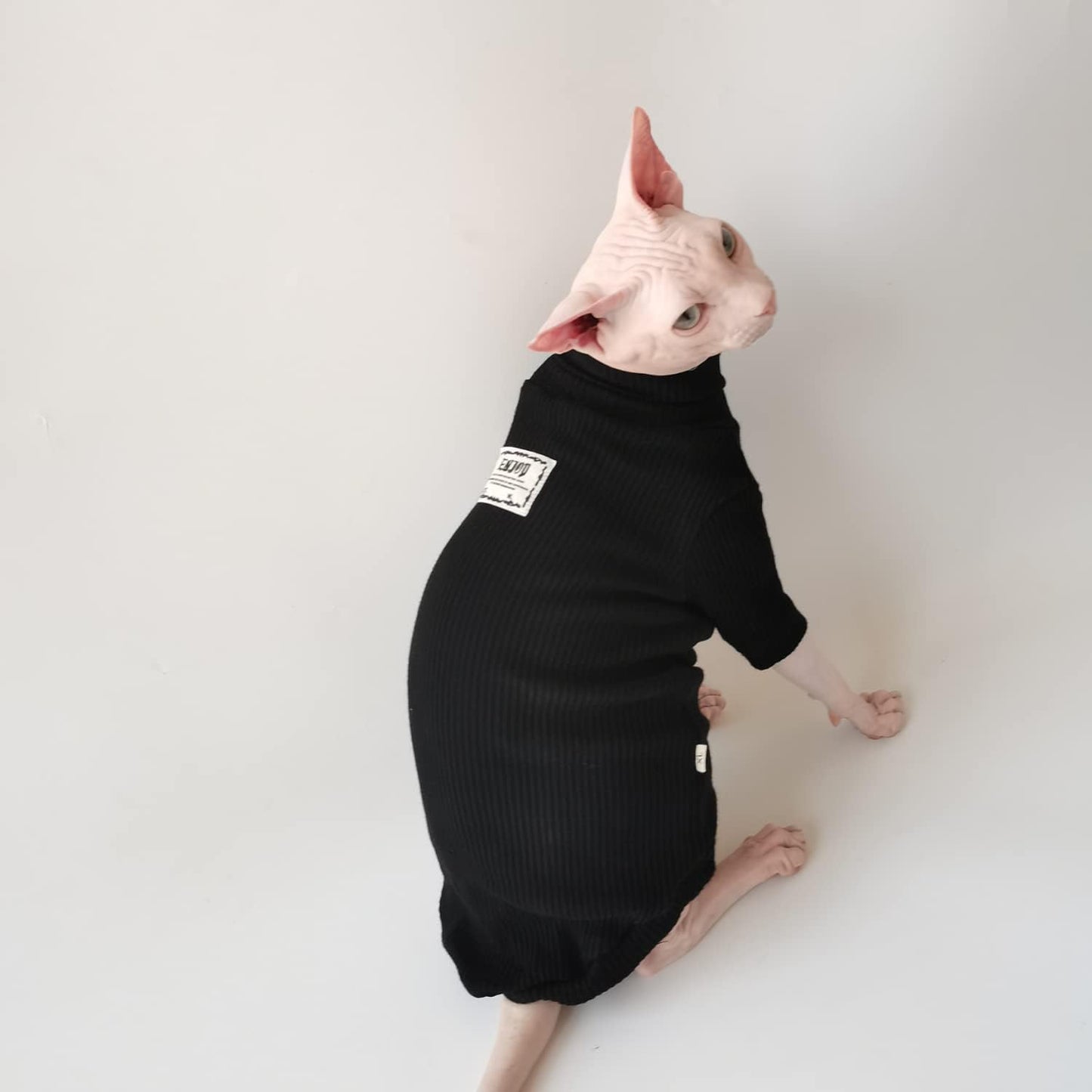 Hairless Cat Clothes - Turtleneck Sphynx Hairless Cat Soft Cotton T-Shirts Warm Pet Clothes,Round Collar Vest Shirts for Sphynx,Cornish Rex, Devon Rex, Peterbald, Hairless Cat Clothes (XL,Yellow)