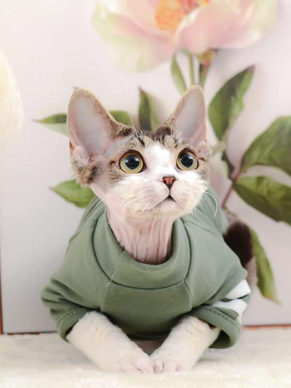 Sphynx Cat Clothes Breathable Summer Cotton Basic T-Shirts Round Collar Cat Wear Clothes Kitten Shirts Vest Pajamas for Cats and Small Dogs Sphynx, Cornish Rex, Devon Rex, Peterbald (M)