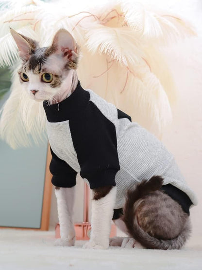 Sphynx Cat Clothes Breathable Summer Cotton Basic T-Shirts Round Collar Cat Wear Clothes Vest Pajamas for Cats and Small Dogs Apparel for Sphynx, Cornish Rex, Devon Rex, Peterbald (L)