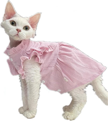 Hairless Cat Clothes - Cotton Puff Sleeve Dress