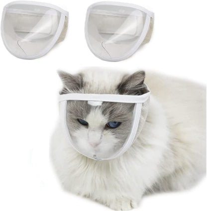 Cat Muzzle for Grooming - 2 Pack Breathable Transparent Cat Face Guard, Pet Muzzle for Nail Trimming and Bathing, Cat Mouth Cover to Prevent Mutual and Biting (S,2 Pack)