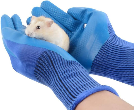 Hamster Handling Gloves, Small Animal Bite Proof Anti Scratch Chewing Protective Gloves Safe Touch for Hamster Squirrels Hedgehog Sugar Glider Bird Parrot Cockatiels (Blue)