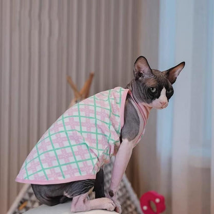 Hairless Cats Clothes Summer Cotton Vest Tank Tops Pullover Sleeveless T-Shirt for Sphynx Cornish Rex Devon Rex Peterbald