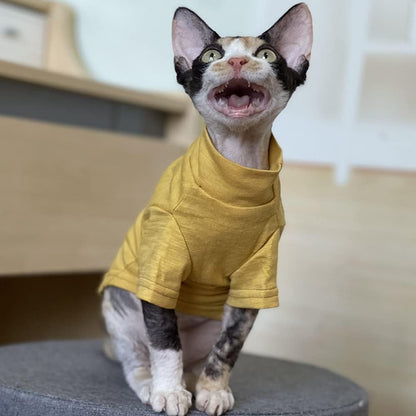 Hairless Cat Clothes Summer Thin Cotton Shirt Breathable Yellow Strap Sleeveless Tank Top Pullover Pajama Camisole for Sphynx