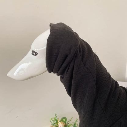 Greyhound Clothes - Dog Basic Soft Cotton Turtleneck Jumpsuit Four-Leg Rompers Long Sleeve Sweatshirt Elastic Onesie Pajamas for Italian Greyhound Whippet Deerhound Bedlington Terrier (L,Black)