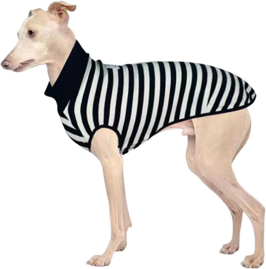 Greyhound Clothes - Dog Basic Soft Cotton Summer Stripe Vest Tank Top T-Shirts Lightweight Breathable Elastic Onesie Pajamas for Italian Greyhound Whippet Deerhound Bedlington Terrier (M,Black)