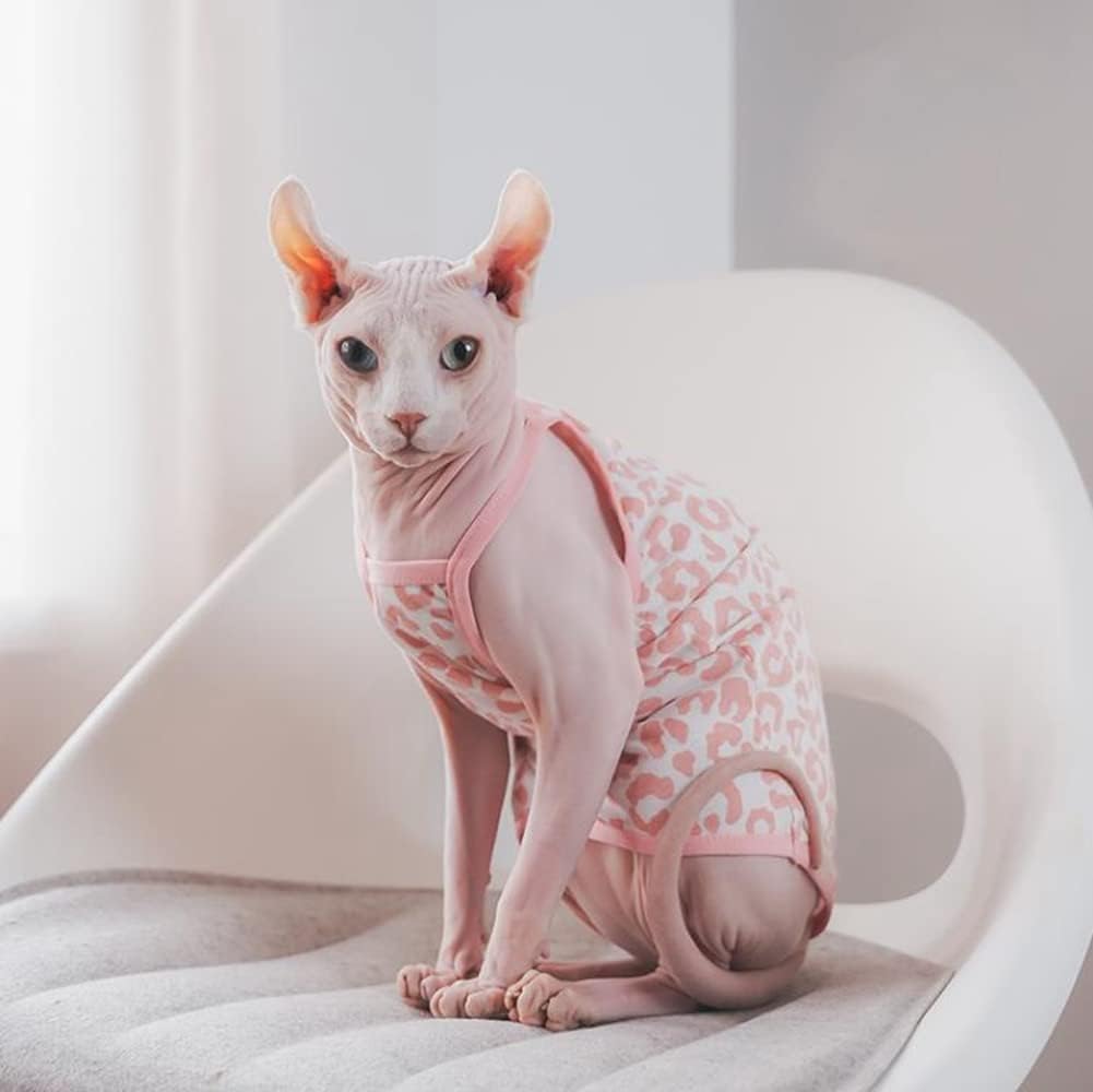 Hairless Cats Clothes Summer Cotton Vest Tank Tops Pullover Sleeveless T-Shirt for Sphynx Cornish Rex Devon Rex Peterbald