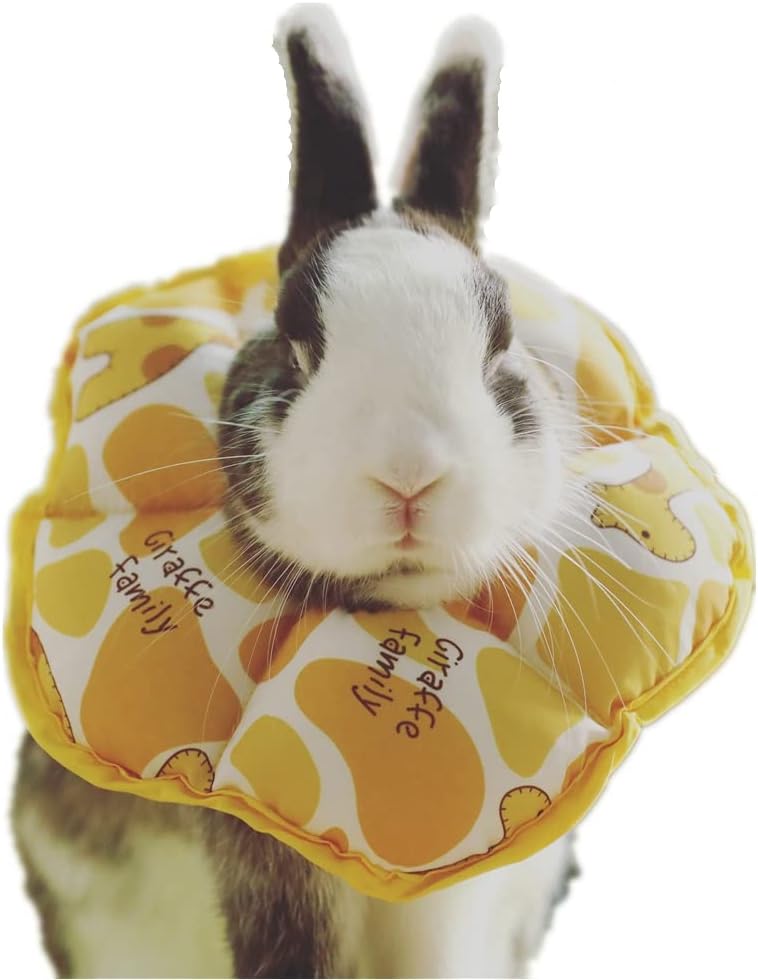 Adjustable Rabbit Protection Cone Collar, Waterproof Pet Recovery Collar for Rabbit Chinchilla Guinea Pigs After Surgery Wound Healing,Elizabeth E-Collar for Small Animals (S (5.9''-9.8''), Yellow)