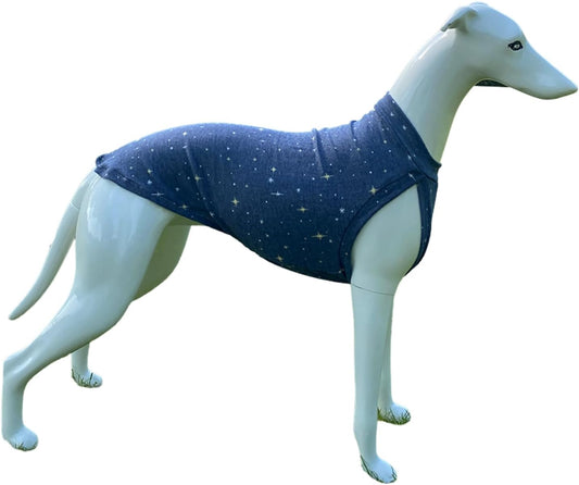 Greyhound Clothes - Dog Breathable Summer T-Shirts Vest Tank Top T-Shirts Lightweight Elastic Soft Onesie Pajamas for Italian Greyhound Whippet Deerhound Bedlington Terrier (L,Blue Star)