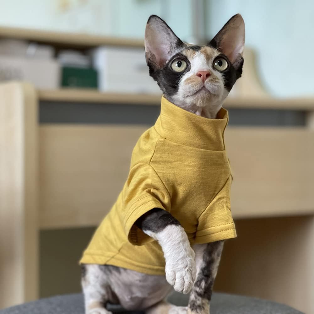 Hairless Cat Clothes Summer Thin Cotton Shirt Breathable Yellow Strap Sleeveless Tank Top Pullover Pajama Camisole for Sphynx