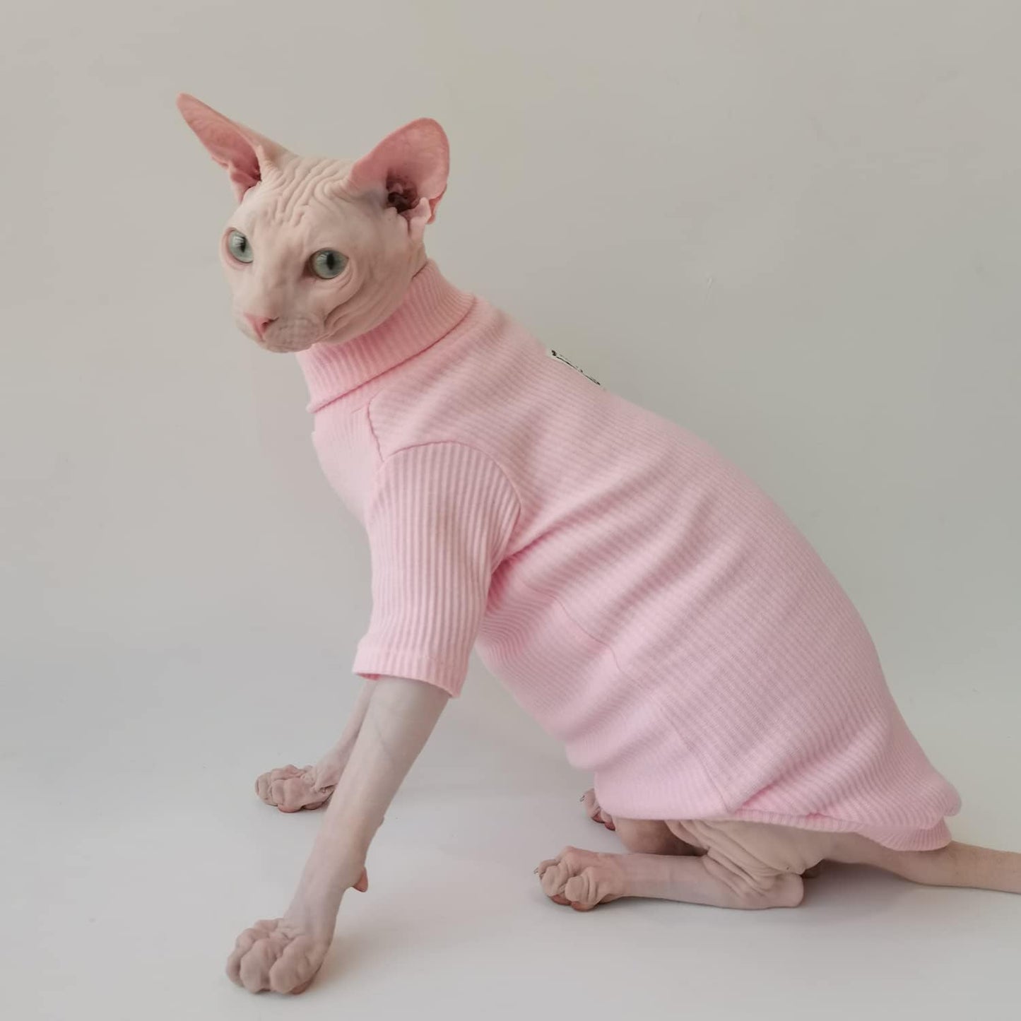 Hairless Cat Clothes - Turtleneck Sphynx Hairless Cat Soft Cotton T-Shirts Warm Pet Clothes,Round Collar Vest Shirts for Sphynx,Cornish Rex, Devon Rex, Peterbald, Hairless Cat Clothes (XL,Yellow)