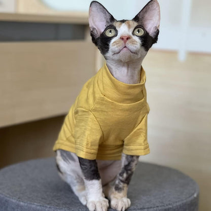 Hairless Cat Clothes Summer Thin Cotton Shirt Breathable Yellow Strap Sleeveless Tank Top Pullover Pajama Camisole for Sphynx