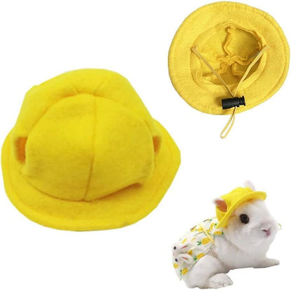 2 Pack Small Animals Hat Rabbit Cap Pet Headgear Kitty Head Accessories for Ferret Guinea Pig Squirrel Kitten Mini Dog Puppy and Small Breeds (2 Pack?Pink+Yellow?)