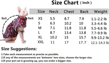 Hairless Cat Clothes, 4 Leg Tie Dye Printed Sweatshirt, Turtleneck Cat Sweater Suitable for Sphynx,Cornish Rex, Devon Rex, Peterbald and Various Sizes of Hairless Cat Clothes (S,Tie Dye)