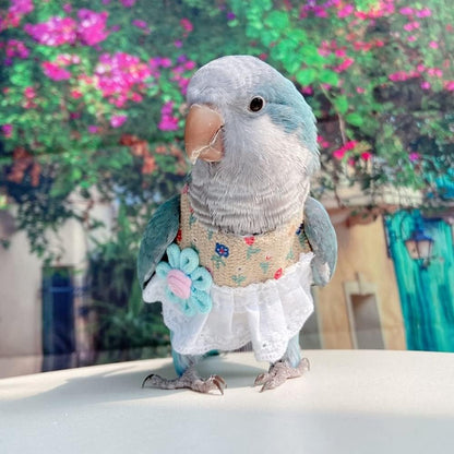 Bird Clothes - Handmade Summer Cotton Floral Shirt Flight Suit Sweater Vest for Parrots African Greys Parakeet Cockatiel Sun Conure Parrot Halloween Cosplay Apparel Bird Supplies (M,Dress)