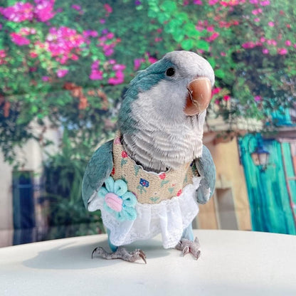 Bird Clothes - Handmade Summer Cotton Floral Shirt Flight Suit Sweater Vest for Parrots African Greys Parakeet Cockatiel Sun Conure Parrot Halloween Cosplay Apparel Bird Supplies (M,Dress)