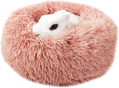 Small Animal Plush Bed, Winter Warm Rabbit Bed, Soft Small Pet Sleeping Bedding Pads for Bunny Guinea Pig Chinchilla Dog Cat Machine Washable Bed Mat House Nest Habitat Accessories (Pink)