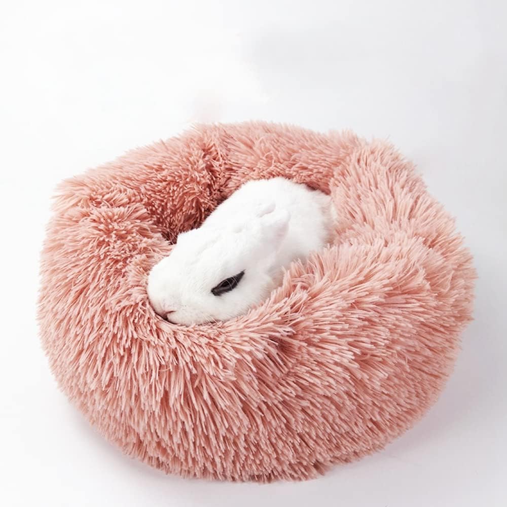 Small Animal Plush Bed, Winter Warm Rabbit Bed, Soft Small Pet Sleeping Bedding Pads for Bunny Guinea Pig Chinchilla Dog Cat Machine Washable Bed Mat House Nest Habitat Accessories (Pink)