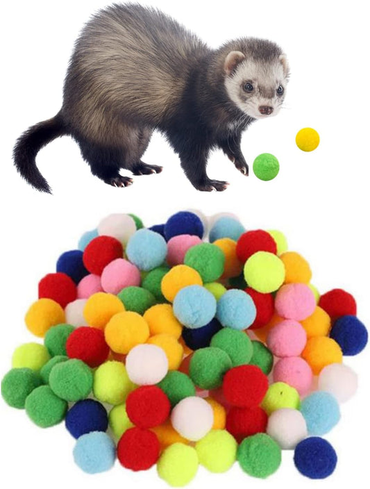 30 Pcs Ferret Pom Pom Toy Balls Set - Soft Colorful Lightweight Plush