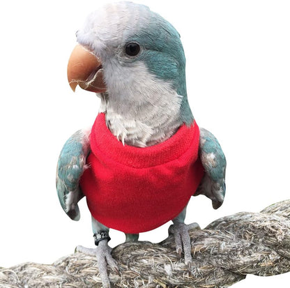 Bird Clothes - Handmade Cotton Sweater Vest Shirt Bright Color Flight Suit for Parrots African Greys Parakeet Cockatiel Sun Conure Christmas Halloween Party Cosplay Apparel Bird Supplies (S,Red)