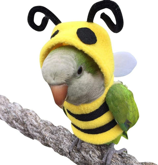 Bird Clothes - Handmade Cotton Bee Costume Hoodie Shirt Flight Suit for Parrots African Greys Parakeet Cockatiel Sun Conure Christmas Halloween Cosplay Apparel Photo Prop Bird Supplies (5XL)