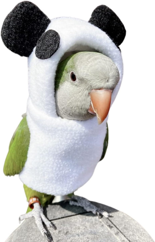 Bird Clothes - Handmade Cotton Panda Costume Hoodie Shirt Flight Suit for Parrots African Greys Parakeet Cockatiel Sun Conure Christmas Halloween Cosplay Apparel Photo Prop Bird Supplies (2XL)