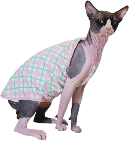 Hairless Cats Clothes Summer Cotton Vest Tank Tops Pullover Sleeveless T-Shirt for Sphynx Cornish Rex Devon Rex Peterbald