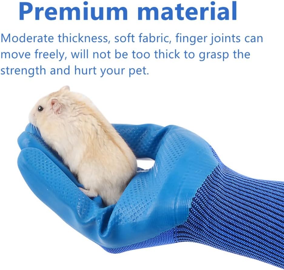 Hamster Handling Gloves, Small Animal Bite Proof Anti Scratch Chewing Protective Gloves Safe Touch for Hamster Squirrels Hedgehog Sugar Glider Bird Parrot Cockatiels (Blue)