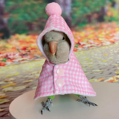 Bird Clothes - Handmade Parrot Cape Hoodie with Buttons Cozy Corner Fleece Blanket Snuggle Hut for African Greys Parakeet Cockatiel Sun Conure Cosplay Apparel Photo Prop Bird Supplies (XS,Pink)