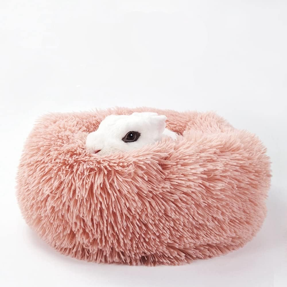 Small Animal Plush Bed, Winter Warm Rabbit Bed, Soft Small Pet Sleeping Bedding Pads for Bunny Guinea Pig Chinchilla Dog Cat Machine Washable Bed Mat House Nest Habitat Accessories (Pink)