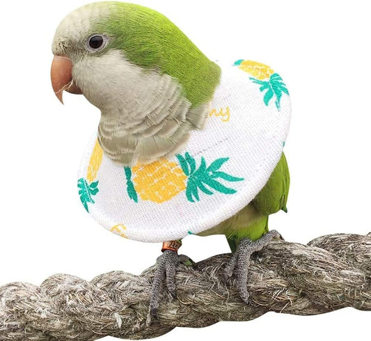 Adjustable Bird Collar - Handmade Recovery Collar Parrot Elizabeth Collar for Feather Plucking Protector Shield with Soft Padded Cotton Neck Cone Anti-bite Anti-Licking Wound Healing (S,Pineapple)