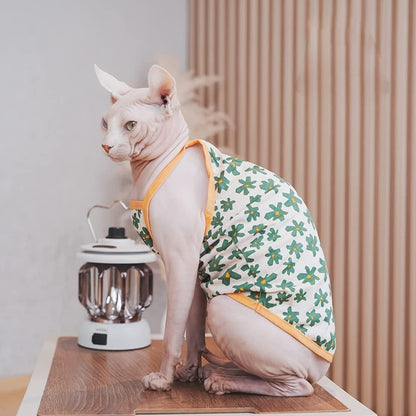 Hairless Cats Clothes Summer Cotton Vest Tank Tops Pullover Sleeveless T-Shirt for Sphynx Cornish Rex Devon Rex Peterbald