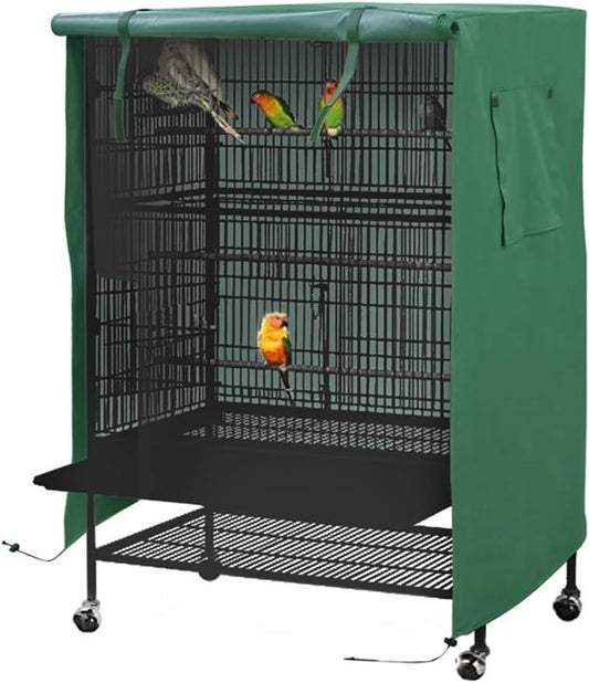 Bird Cage Cover - Good Night Cage Cover Adjustable Waterproof Windproof Light-Proof Durable Outdoor Parrot Cage Cover, Suitable for Square Cage Blackout Cover (Green)