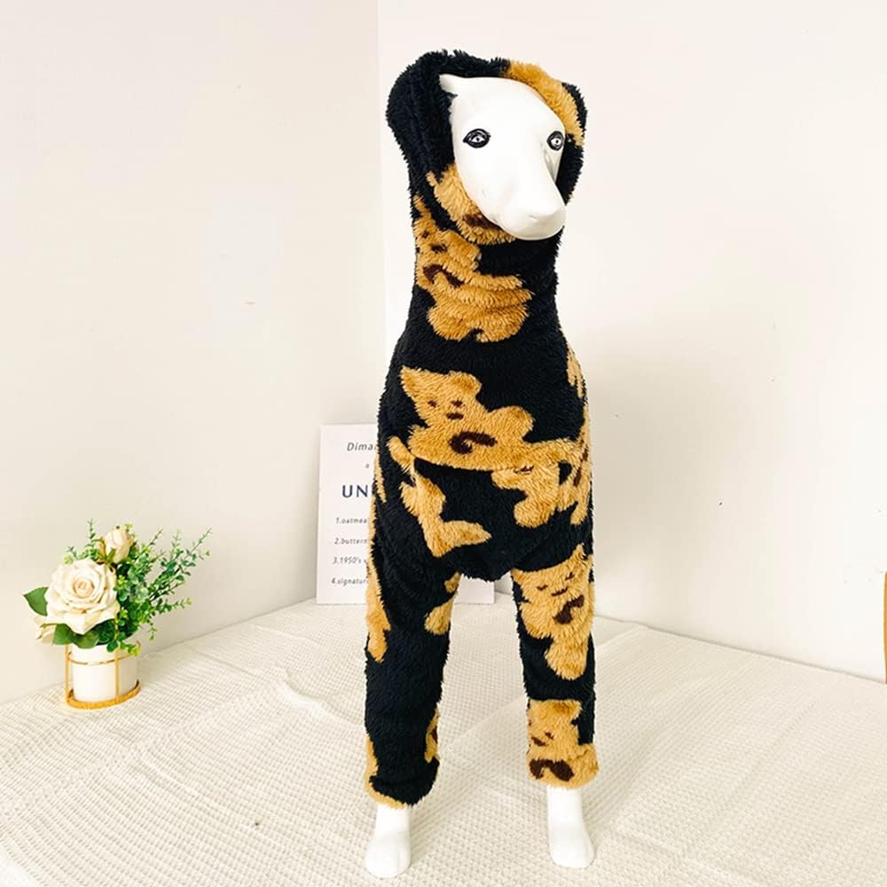 Greyhound Clothes - Dog Winter Warm Fleece Turtleneck Jumpsuit Long Sleeve Four-Leg Rompers Sweatshirt with Hood Outdoor Coat for Italian Greyhound Whippet Deerhound Bedlington Terrier