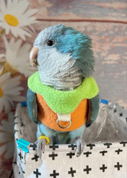 Bird Clothes - Handmade Cotton Harness Vest Shirt with D-Ring Flight Suit for Parrots African Greys Parakeet Cockatiel Sun Conure Christmas Halloween Parrot Cosplay Apparel Bird Supplies (4XL)