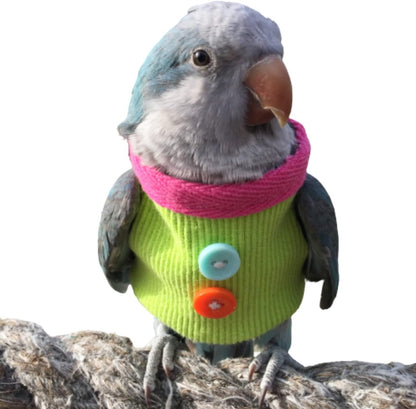 Bird Clothes - Handmade Bird Sweater Shirt with Buttons Flight Suit for Parrots African Greys Parakeet Cockatiel Sun Conure Christmas Halloween Cosplay Apparel Photo Prop Bird Supplies (M,Blue)