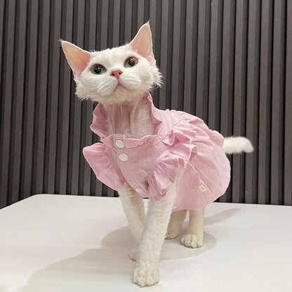 Hairless Cat Clothes - Cotton Puff Sleeve Dress