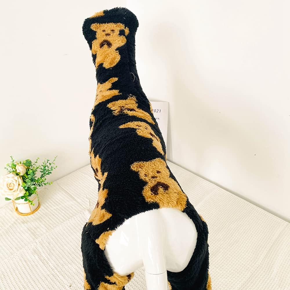 Greyhound Clothes - Dog Winter Warm Fleece Turtleneck Jumpsuit Long Sleeve Four-Leg Rompers Sweatshirt with Hood Outdoor Coat for Italian Greyhound Whippet Deerhound Bedlington Terrier