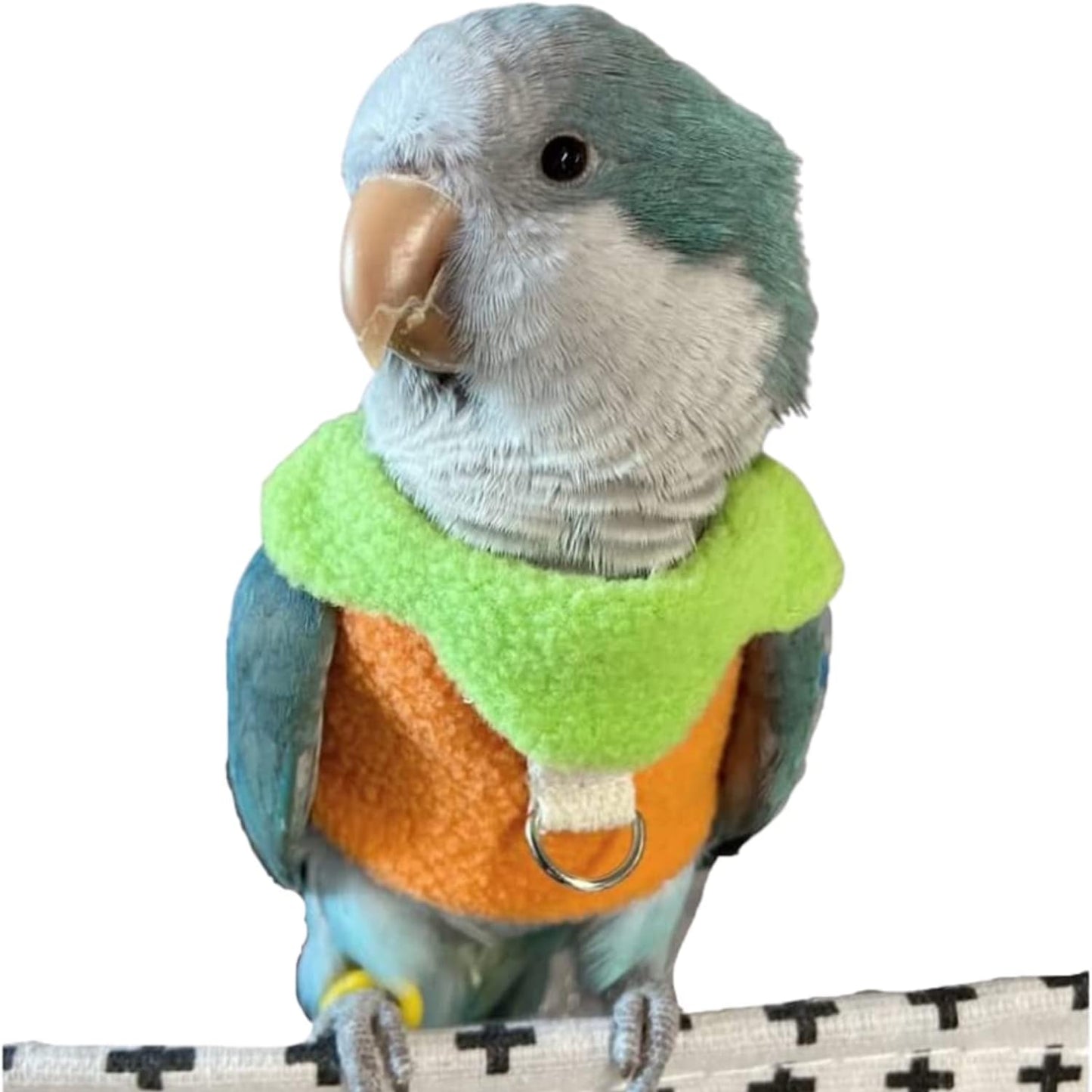 Bird Clothes - Handmade Cotton Harness Vest Shirt with D-Ring Flight Suit for Parrots African Greys Parakeet Cockatiel Sun Conure Christmas Halloween Parrot Cosplay Apparel Bird Supplies (4XL)