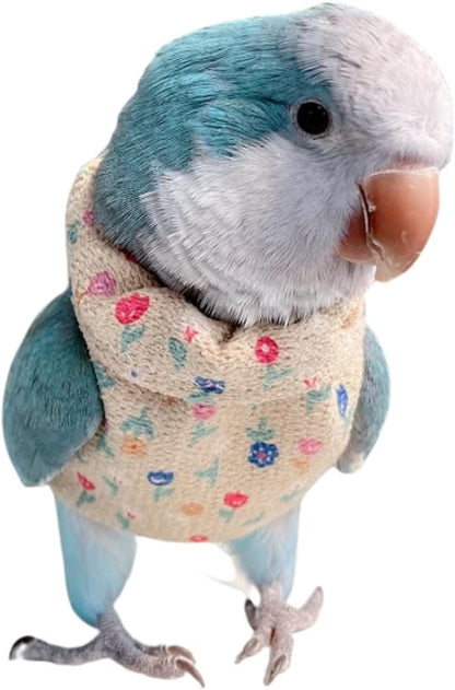 Bird Clothes - Handmade Summer Cotton Floral Shirt Flight Suit Sweater Vest for Parrots African Greys Parakeet Cockatiel Sun Conure Parrot Halloween Cosplay Apparel Bird Supplies (M,Dress)