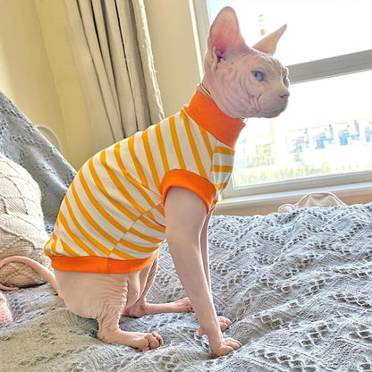 Hairless Cat Clothes Summer Cotton T-Shirt Stretch Tank Tops Jumpsuits Pullover for Sphynx Cornish Rex Devon Rex Peterbald