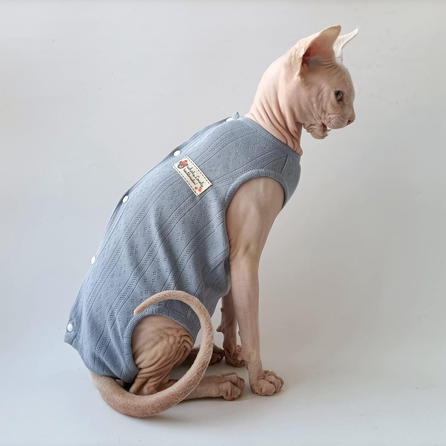 Sphynx Cat Clothes - 4 Leg Breathable Summer Cotton Sleeveless T-Shirts Cat Wear Clothes Vest Pajamas for Cats and Small Dogs Apparel for Sphynx, Cornish Rex, Devon Rex, Peterbald (XS,Brown)