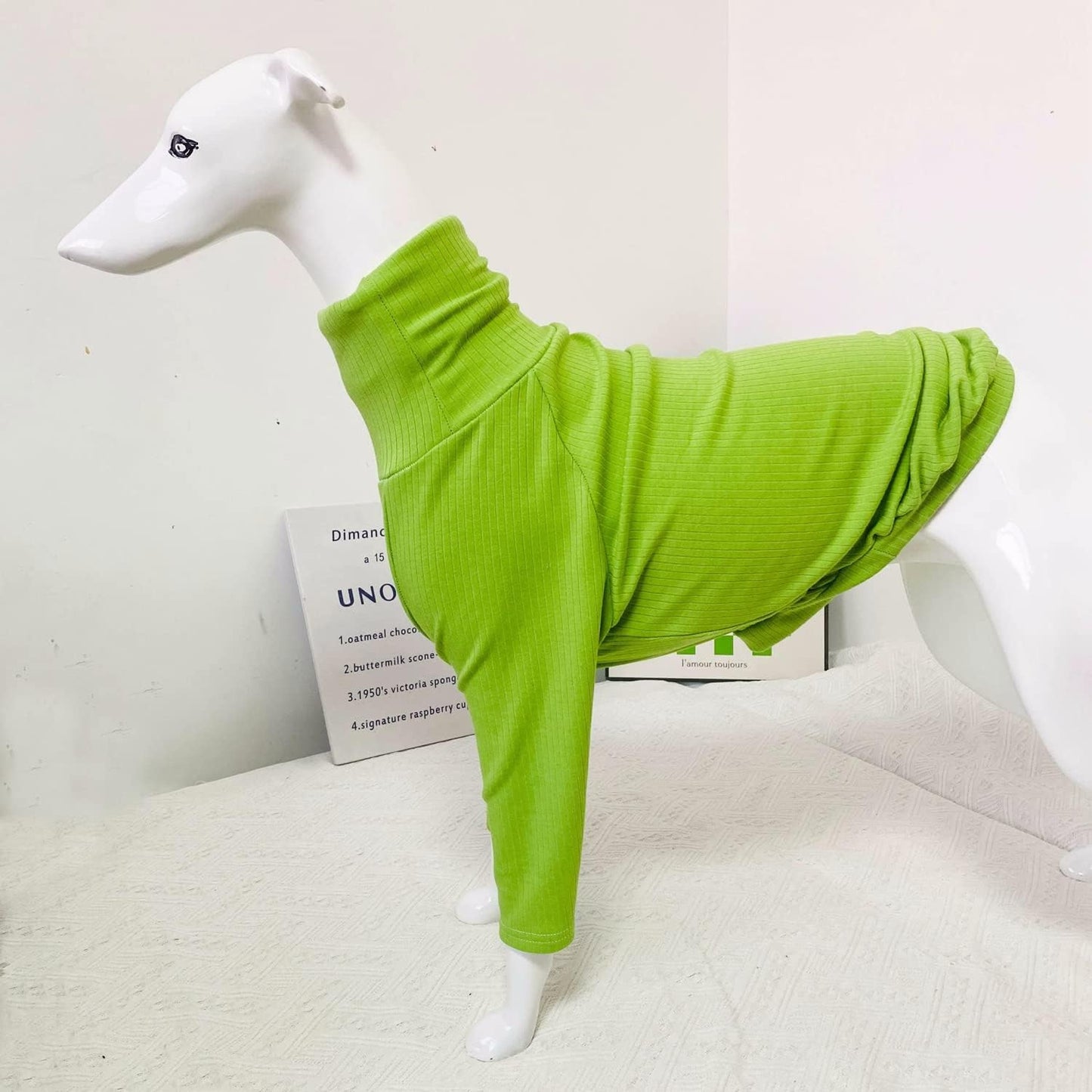 Greyhound Clothes - Dog Basic Soft Cotton Turtleneck Jumpsuit Two-Leg Rompers Long Sleeve Sweatshirt Elastic Onesie Pajamas for Italian Greyhound Whippet Deerhound Bedlington Terrier (XXL,Green)