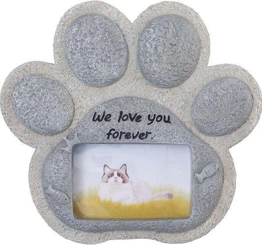 Pet Memorial Stones - Resin Dog Cat Tombstone with Personalized Picture Frame, Pet Memorial Gifts for Loss of Dog Cat Grave Markers Gift Indoor Outdoor Garden Backyard (Cat)