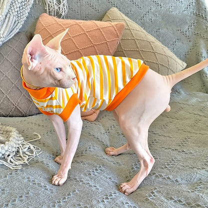 Hairless Cat Clothes Summer Cotton T-Shirt Stretch Tank Tops Jumpsuits Pullover for Sphynx Cornish Rex Devon Rex Peterbald